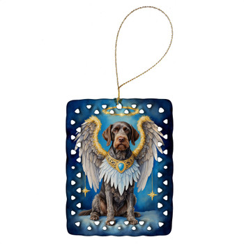 German Wirehaired Pointer My Angel Porcelain Christmas Ornament product image at NuMercy