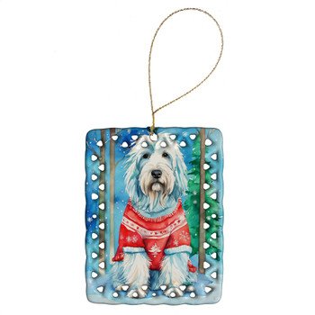 Bearded Collie Christmas Porcelain Ornament DAC3353 product image at NuMercy