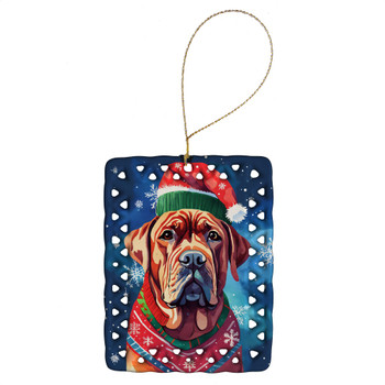 Dogue de Bordeaux Christmas Porcelain Ornament DAC3442 product image at NuMercy