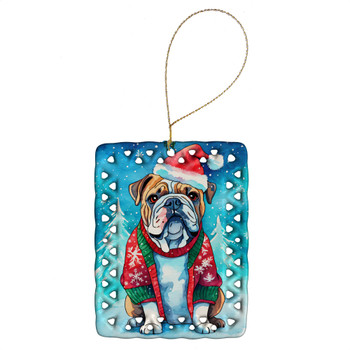 English Bulldog Christmas Porcelain Ornament DAC3447 product image at NuMercy