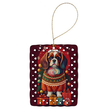 English Toy Spaniel Holiday Christmas Porcelain Ornament product image at NuMercy