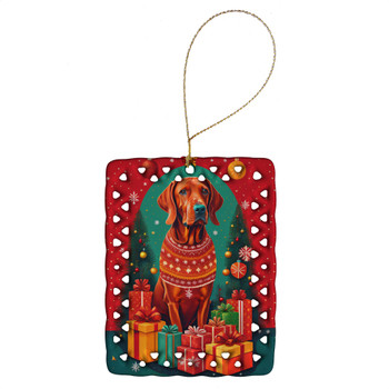 Red Redbone Coonhound Holiday Christmas Porcelain Ornament product image at NuMercy