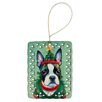 Boston Terrier Christmas Porcelain Ornament DAC3386 product image at NuMercy