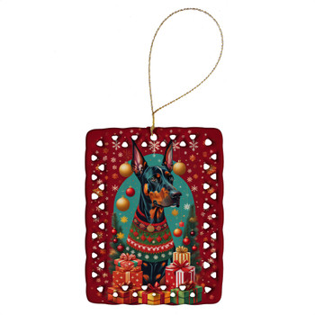 Doberman Pinscher Holiday Christmas Porcelain Ornament product image at NuMercy