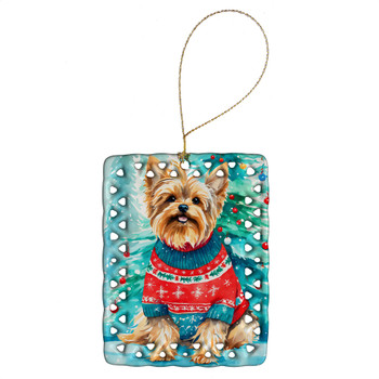 Yorkshire Terrier Yorkie Christmas Porcelain Ornament DAC3703 product image at NuMercy
