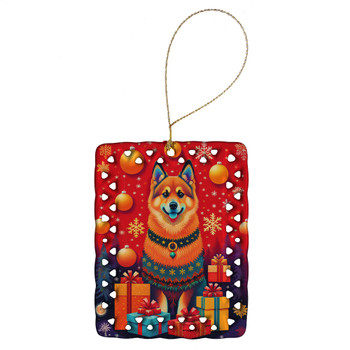 Finnish Spitz Holiday Christmas Porcelain Ornament product image at NuMercy