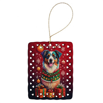 Australian Shepherd Holiday Christmas Porcelain Ornament product image at NuMercy