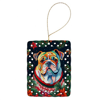 English Bulldog Christmas Porcelain Ornament DAC3445 product image at NuMercy