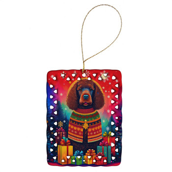 Irish Water Spaniel Holiday Christmas Porcelain Ornament product image at NuMercy