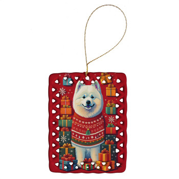 Samoyed Holiday Christmas Porcelain Ornament product image at NuMercy