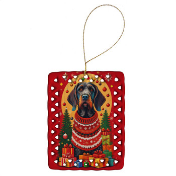 German Wirehaired Pointer Holiday Christmas Porcelain Ornament product image at NuMercy