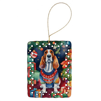 Basset Hound Christmas Porcelain Ornament DAC3345 product image at NuMercy