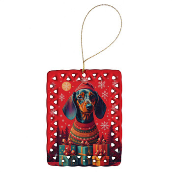Dachshund Holiday Christmas Porcelain Ornament DAC3075 product image at NuMercy