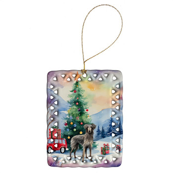 Scottish Deerhound Christmas Porcelain Ornament DAC3640 product image at NuMercy