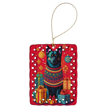 Schipperke Holiday Christmas Porcelain Ornament product image at NuMercy