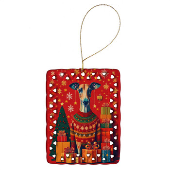 Greyhound Holiday Christmas Porcelain Ornament DAC3100 product image at NuMercy
