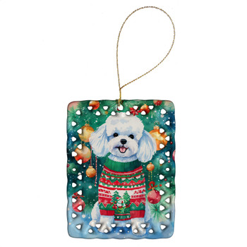 Bichon Frise Christmas Porcelain Ornament DAC3367 product image at NuMercy