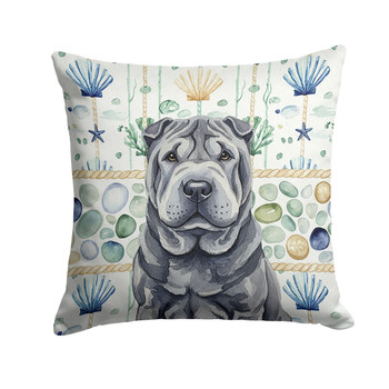Black Shar Pei Coastal Sea Glass Throw Pillow 14" x 14" product image at NuMercy