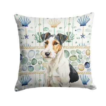Smooth Fox Terrier Coastal Sea Glass Throw Pillow 14" x 14" product image at NuMercy