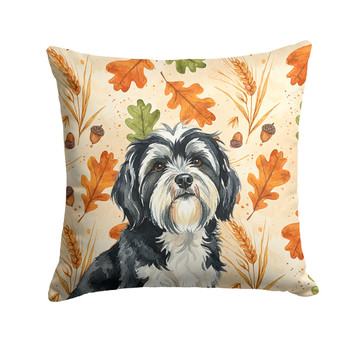 Black and White Tibetan Terrier Heirloom Fall Throw Pillow 14" x 14" product image at NuMercy
