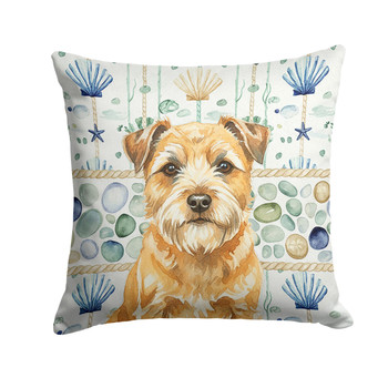 Wheaten Border Terrier Coastal Sea Glass Throw Pillow 14" x 14" product image at 
