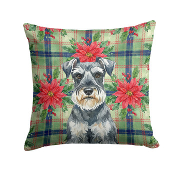 Schnauzer Christmas Poinsettias Throw Pillow 14" x 14" product image at 