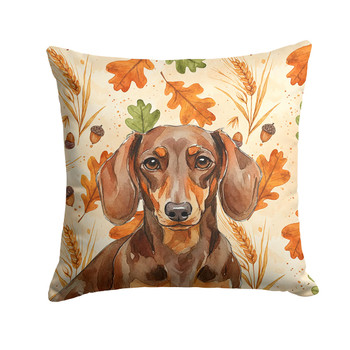 Chocolate and Tan Dachshund Heirloom Fall Throw Pillow 14" x 14" product image at NuMercy