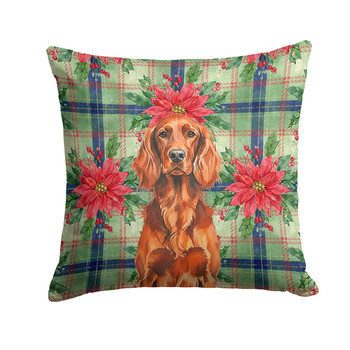 Irish Setter Christmas Poinsettias Throw Pillow 14" x 14" product image at NuMercy