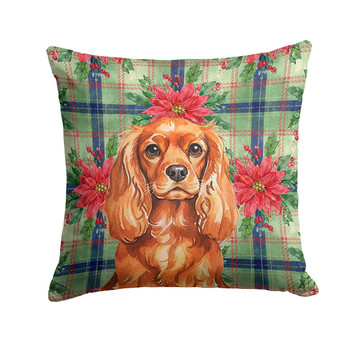 Ruby English Toy Spaniel Christmas Poinsettias Throw Pillow 14" x 14" product image at NuMercy