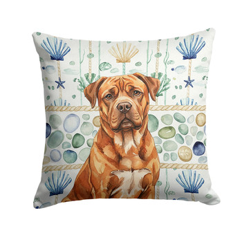 Mahogany Dogue de Bordeaux Coastal Sea Glass Throw Pillow 14" x 14" product image at NuMercy