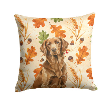 Liver Flat-Coated Retriever Heirloom Fall Throw Pillow 14" x 14" product image at NuMercy