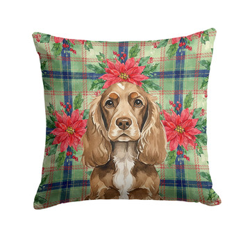 Chocolate Cocker Spaniel Christmas Poinsettias Throw Pillow 14" x 14" product image at NuMercy