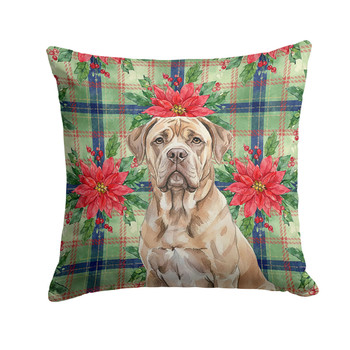 Isabella Dogue de Bordeaux Christmas Poinsettias Throw Pillow 14" x 14" product image at NuMercy