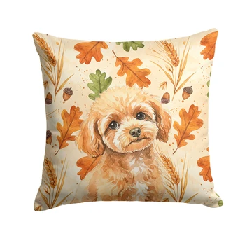 Toy Apricot Poodle Heirloom Fall Throw Pillow 14" x 14" product image at NuMercy