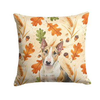 Tricolor Miniature Bull Terrier Heirloom Fall Throw Pillow 14" x 14" product image at NuMercy