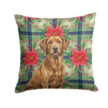 Chesapeake Bay Retriever Christmas Poinsettias Throw Pillow 14" x 14" product image at NuMercy