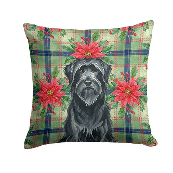 Black Briard Christmas Poinsettias Throw Pillow 14" x 14" product image at NuMercy