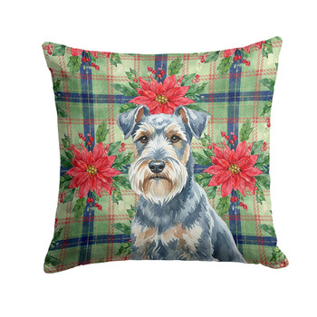 Blue Lakeland Terrier Christmas Poinsettias Throw Pillow 14" x 14" product image at NuMercy