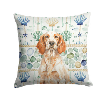 Orange Belton English Setter Coastal Sea Glass Throw Pillow 14" x 14" product image at NuMercy