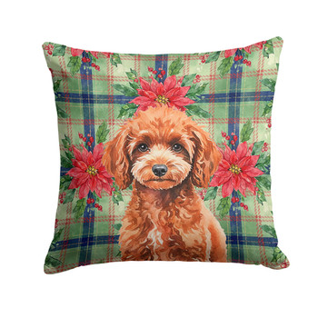 Miniature Red Poodle Christmas Poinsettias Throw Pillow 14" x 14" product image at NuMercy