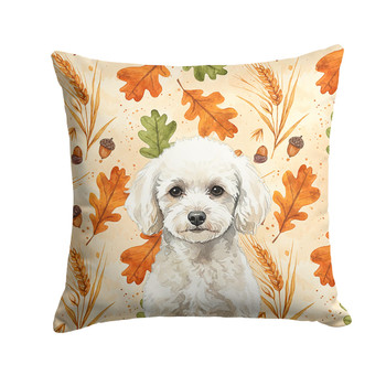 Toy White Poodle Heirloom Fall Throw Pillow 14" x 14" product image at NuMercy