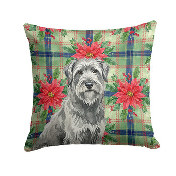 Gray Briard Christmas Poinsettias Throw Pillow 14" x 14" product image at NuMercy