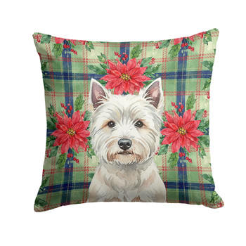 Westie Christmas Poinsettias Throw Pillow 14" x 14" product image at NuMercy