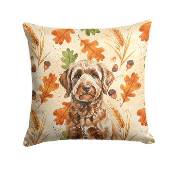 Chocolate Labradoodle Heirloom Fall Throw Pillow 14" x 14" product image at NuMercy