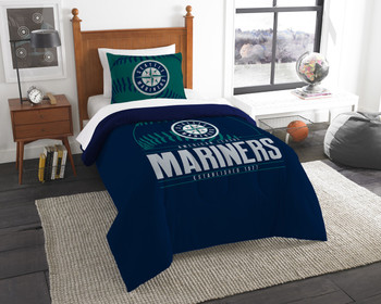 Seattle Mariners MLB Bedding Twin Comforter and Sham Set