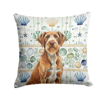 Wirehaired Pointing Griffon Coastal Sea Glass Throw Pillow 14" x 14" product image at NuMercy