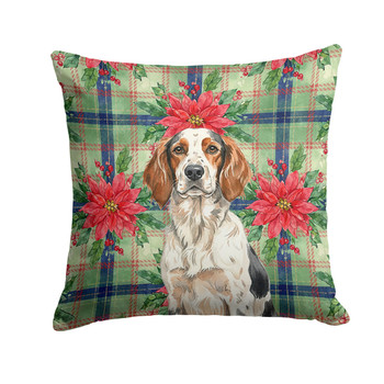 Tricolor English Setter Christmas Poinsettias Throw Pillow 14" x 14" product image at NuMercy