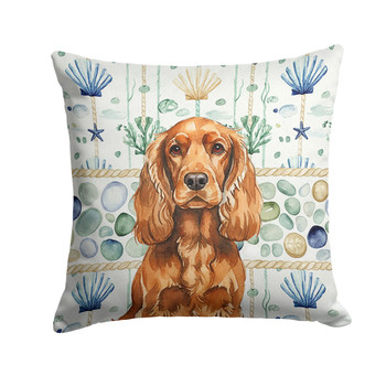 Red English Cocker Spaniel Coastal Sea Glass Throw Pillow 14" x 14" product image at NuMercy