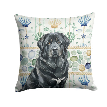 Black Tibetan Mastiff Coastal Sea Glass Throw Pillow 14" x 14" product image at NuMercy