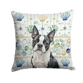 Boston Terrier Coastal Sea Glass Throw Pillow 14" x 14" product image at NuMercy